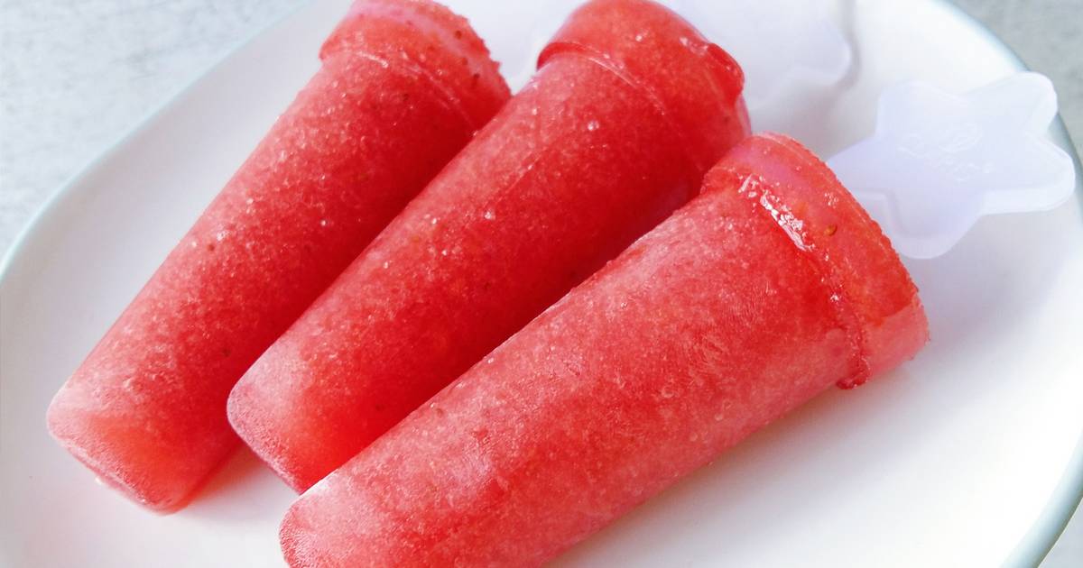 Resep Es Loli Stroberi (Strawberry Popsicle)