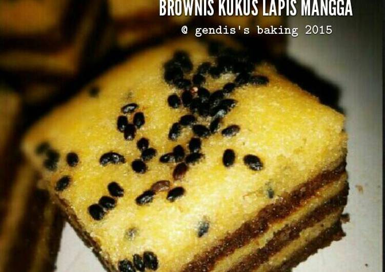 bahan dan cara membuat Brownis Kukus Lapis Mangga