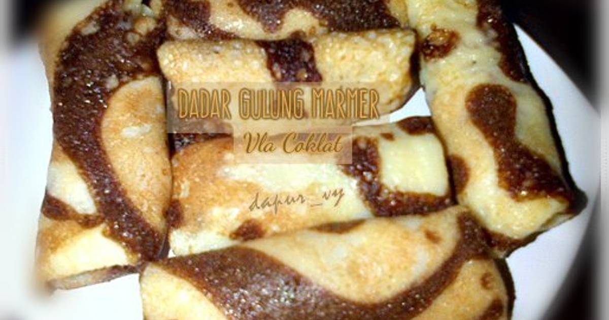 Resep DADAR GULUNG MARMER Vla Coklat