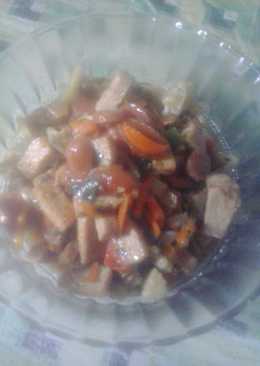 Tumis kembang kol tahu sosis