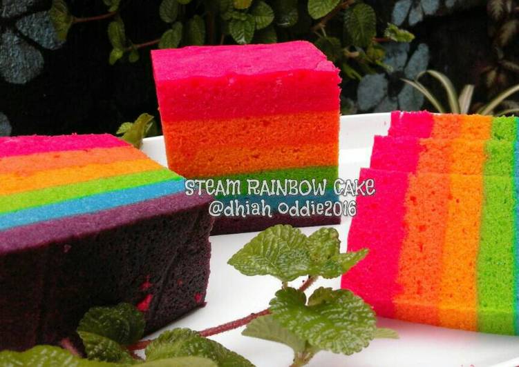 gambar untuk cara membuat STEAM RAINBOW CAKE