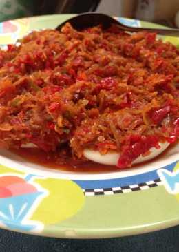 Telor balado (tanpa goreng) siram sambal teri