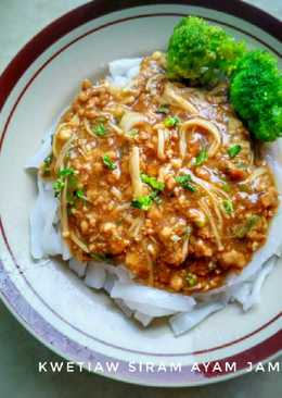 Kwetiau siram ayam jamur enoki