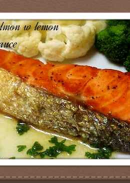 Steak salmon w lemon butter sauce