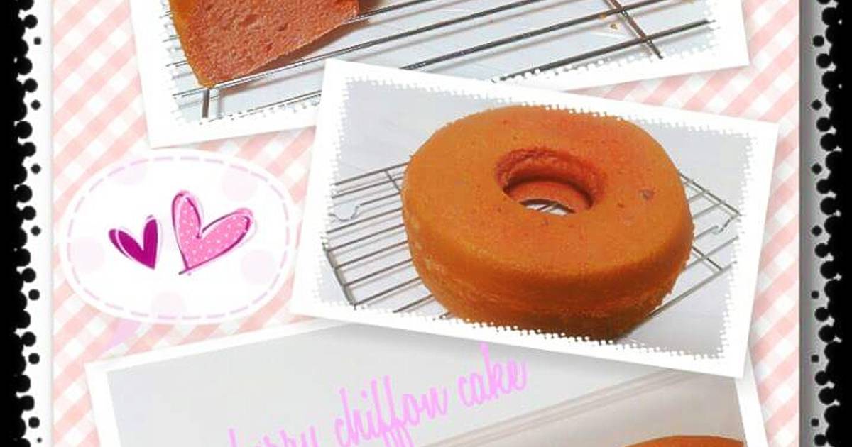 Resep strawberry chiffon cake 17cm