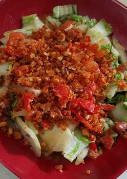 Sawi Goreng Topping Sambal Kacang