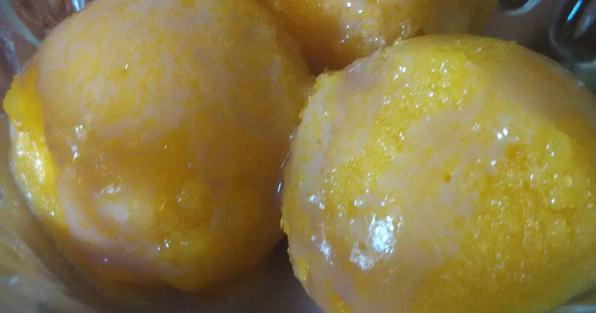 Resep Sorbet Mangga siram fla coklat