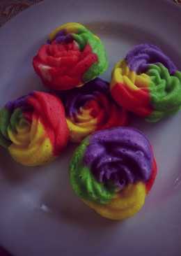 Bolu kukus mawar rainbow