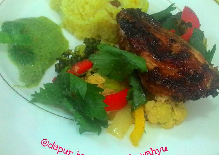 gambar untuk resep Chicken Tandoori with Lemon Rice n Mint Chutney
