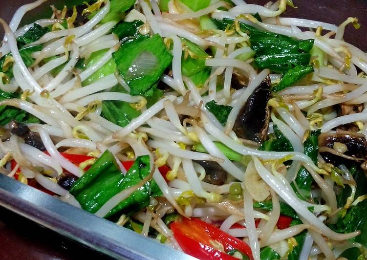 resep lengkap untuk Tumis pakcoy jamur tauge renyah