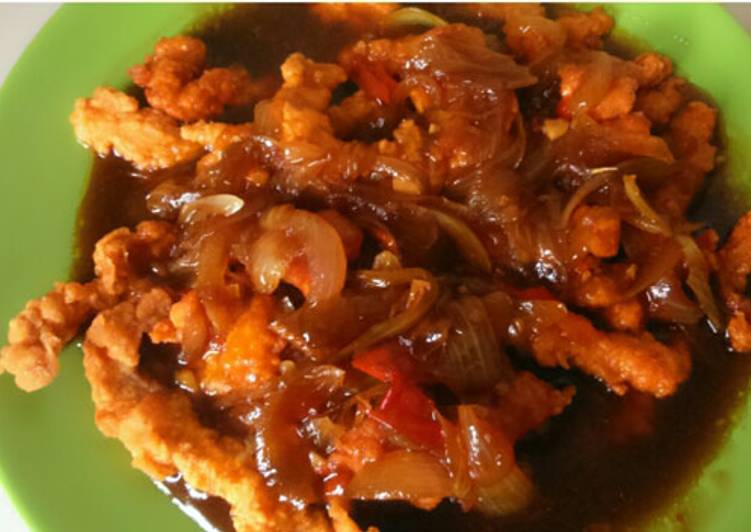 Resep Crispy Fried Chicken Breast with Sweet Oyster Sauce 