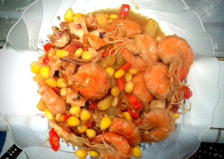 resep masakan Udang Sotong tumis suka suka