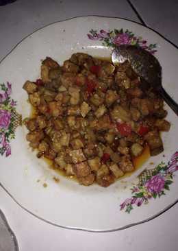 Oseng terong ungu, tempe pedas gurih 