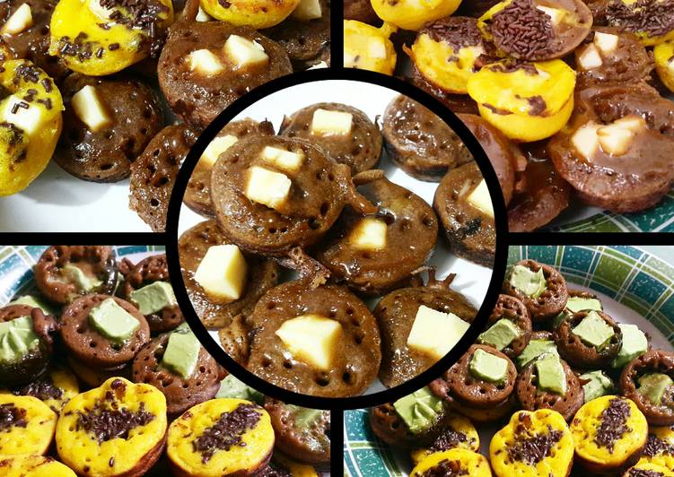 cara membuat Kue Cubit Durian, Coklat, Keju, Greentea