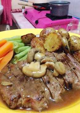 Beef steak with mushroom sauce