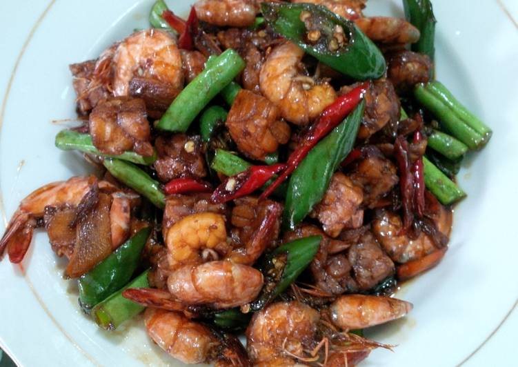 gambar untuk resep makanan Tumis udang, tempe, buncis.. enak gak perlu ribet. :)