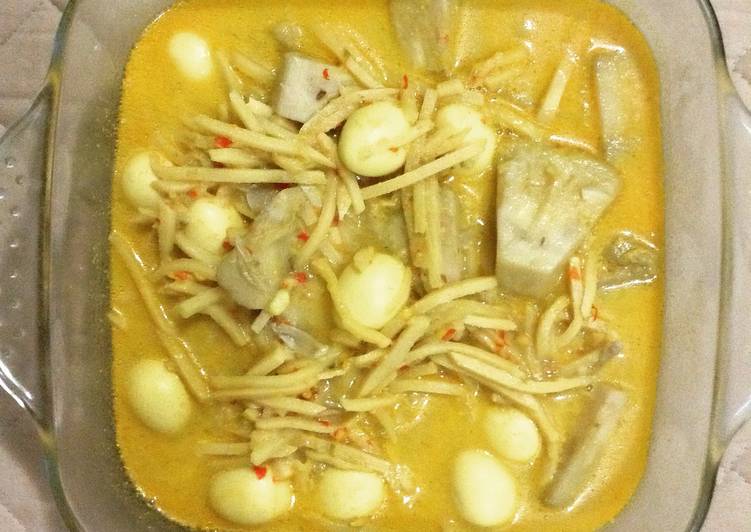 resep lengkap untuk Gulai rebung nangka telur puyuh