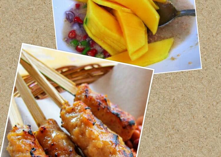 resep makanan Sate tuna asam pedas salad mangga