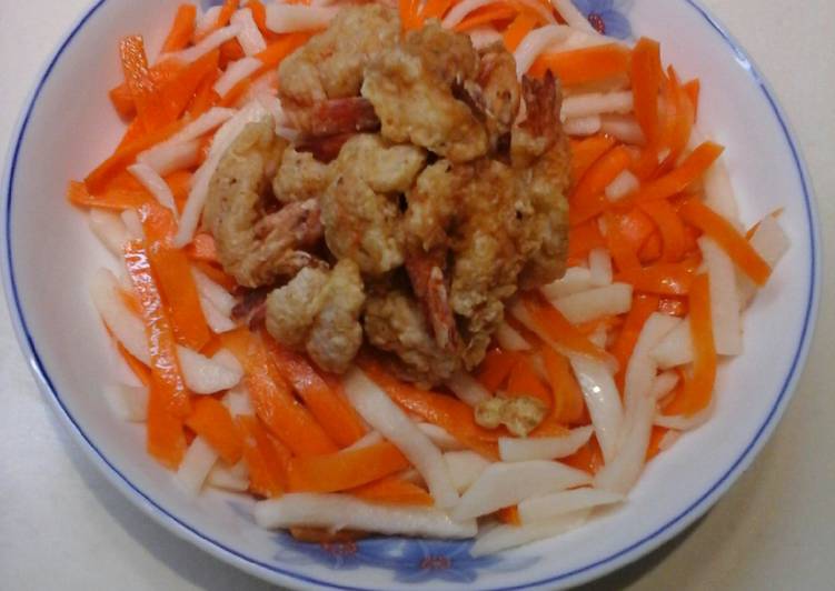 resep makanan Udang goreng kriuk2 salad asam manis