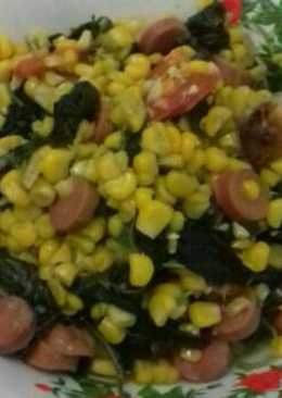 Tumis Sosis bayam jagung