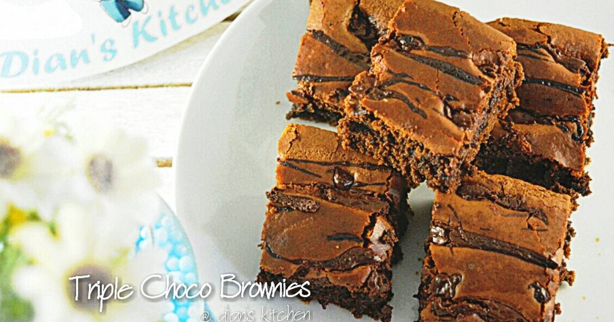 Resep Triple Choco Brownies (Motif Sungai)