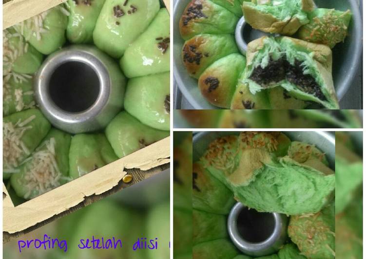 resep masakan Roti Sobek pandan wangi & lembut cokelat keju tanpa telur ??????