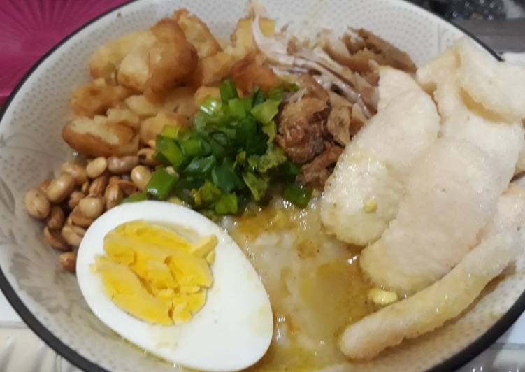 bahan dan cara membuat 28. Bubur Ayam Jakarta Kuah Kuning