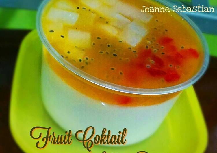 bahan dan cara membuat Fruit Coktail Silky Puding