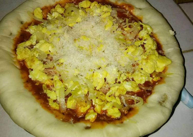 resep masakan Pizza TefLon Rasa indonesia Toping Orak arik telor??