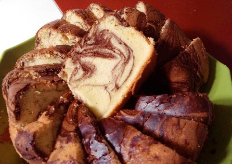 resep lengkap untuk Marmer cake ala pak sahak (metode all in one)