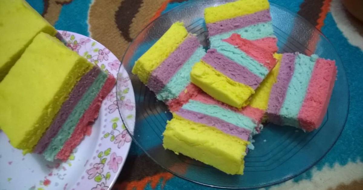 Resep Rainbow bolu kukus