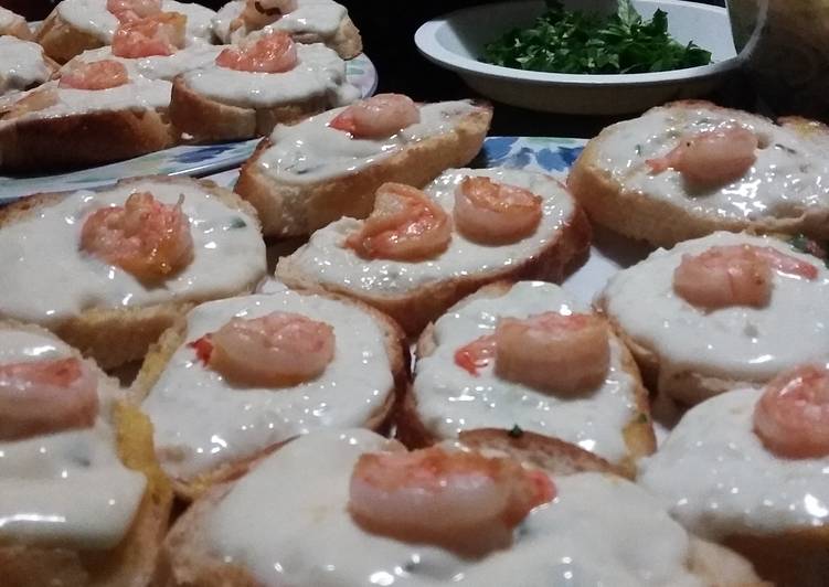 resep makanan Bruscheta udang mayonaise ala Bekasi