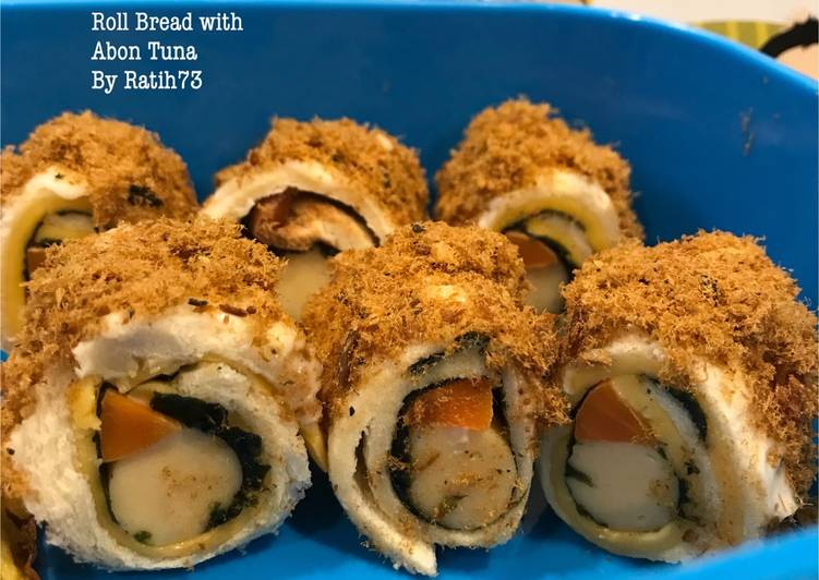 bahan dan cara membuat Roll Bread with Abon Tuna Bekal Anak