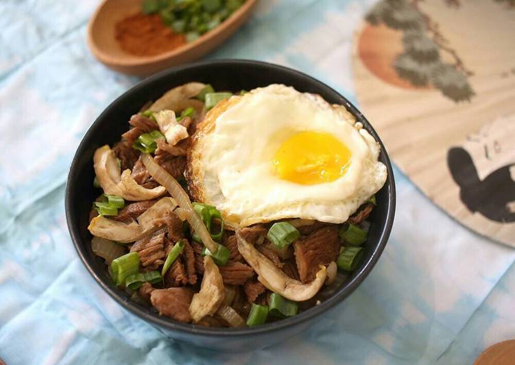 bahan dan cara membuat Gyudon ala Yoshinoya tanpa Mirin dan Dashi