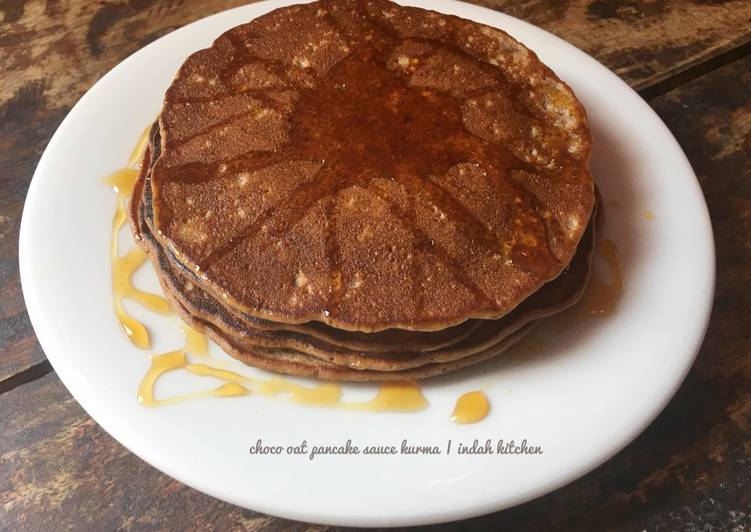 resep masakan Choco oat pancake sauce kurma