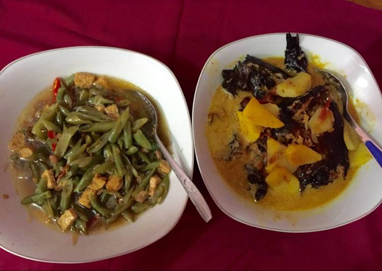 resep lengkap untuk Buncis tumis + gulai ikan sale