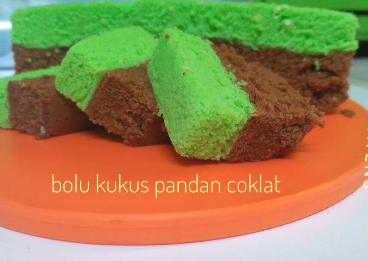 resep masakan ??bolu kukus pandan coklat?? (2 telur,takaran sdm??)