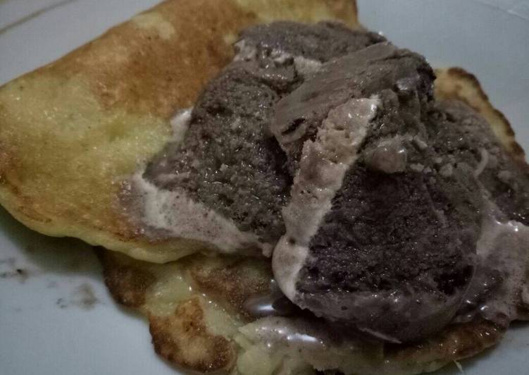 cara membuat Banana Pancake Es krim