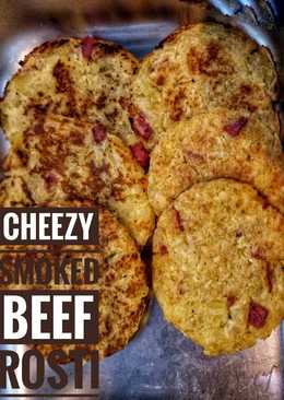 Cheezy Smoked Beef Rosti - Pancake Kentang Keju Daging Asap