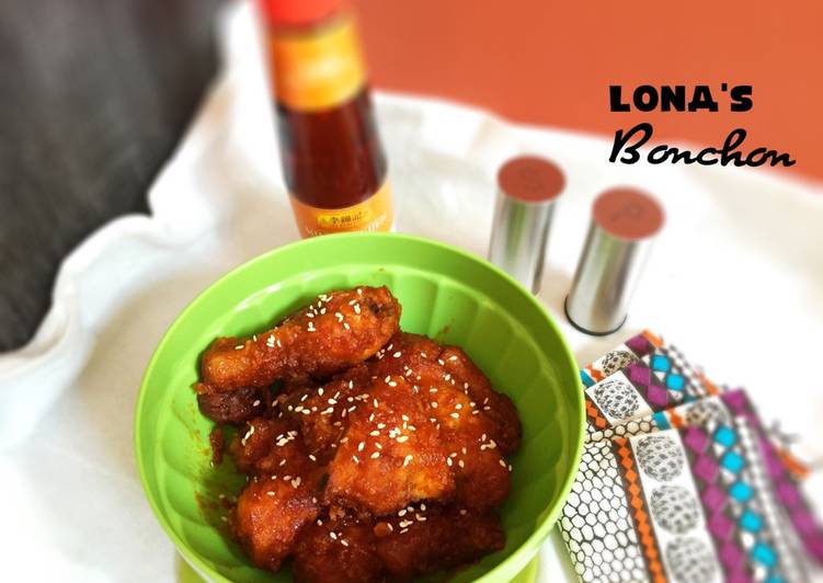 resep Bonchon Chicken - South Korean Fried Chicken dengan saos wijen yang nikmattt...