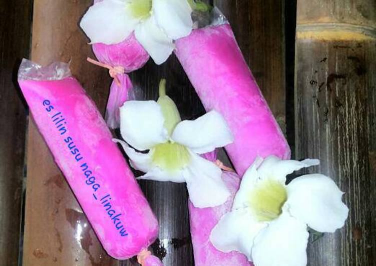 bahan dan cara membuat Es lilin susu naga