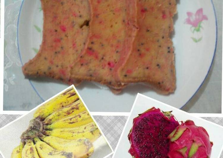 cara membuat Cake Yummy 'Buah Naga Merah & Pisang