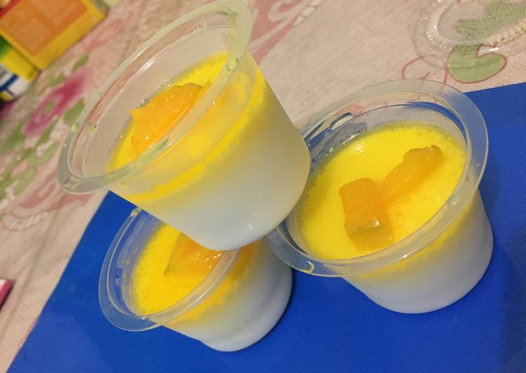 cara membuat Silky Puding Saus Mangga (ala Puyo Sederhana)