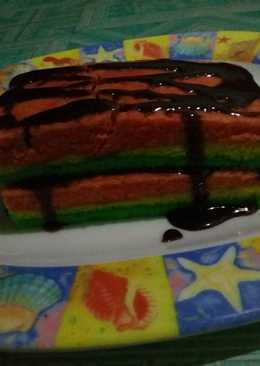 Brownies pelangi kukus (simple)