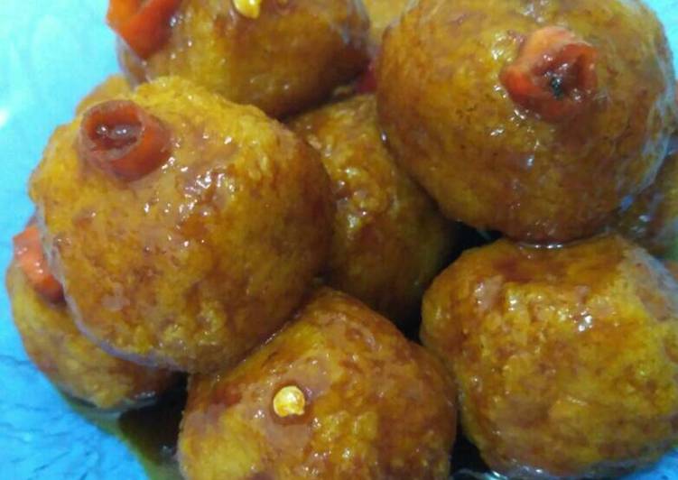 resep masakan Bola - bola tahu pedas manis