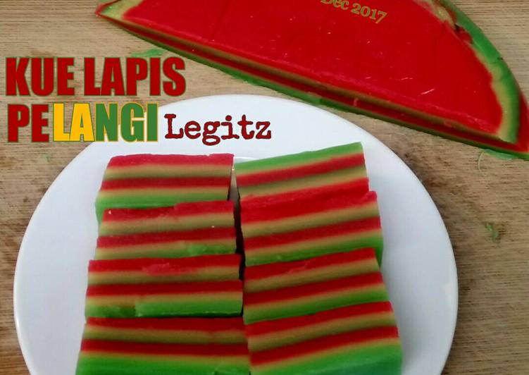 resep lengkap untuk Kue lapis pelangi legitz