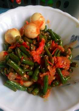 Balado kacang panjang campur telor puyuh