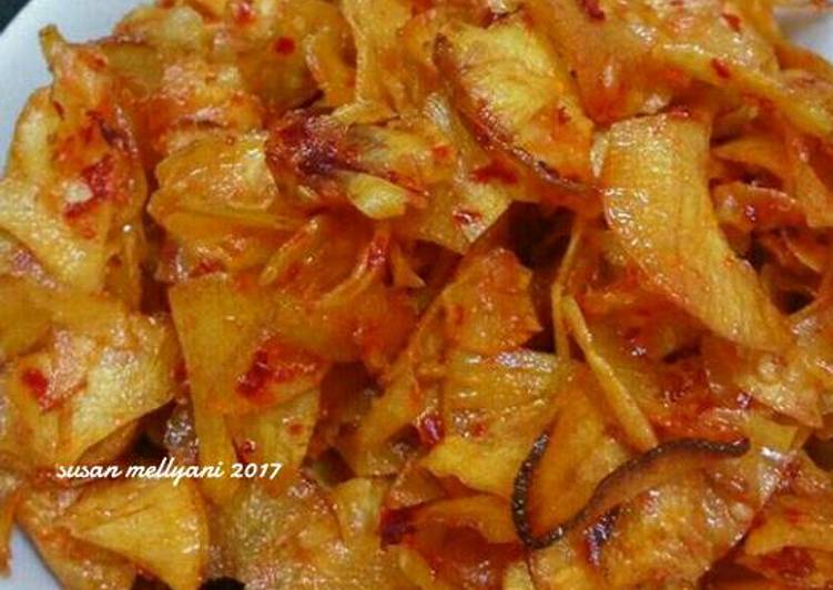 resep lengkap untuk Keripik singkong pedas manis