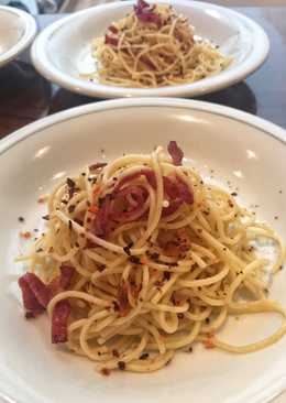 Spaghetti Aglio Olio Daging Asap