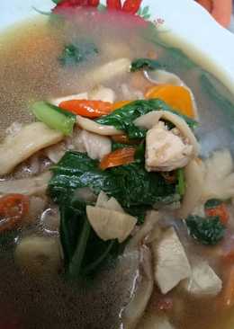 Tumis ayam jamur pokcoy
